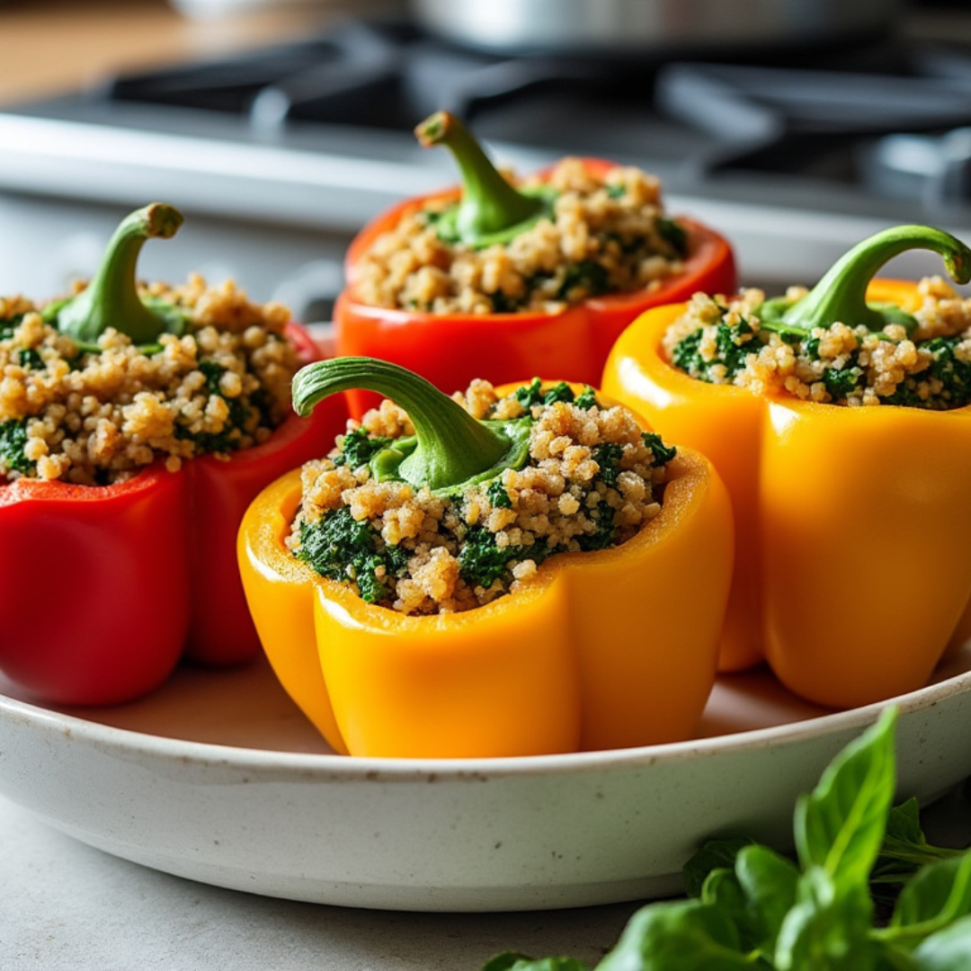 Vegan Quinoa Kale Stuffed Peppers: Cheesy Plant-Based Comfort